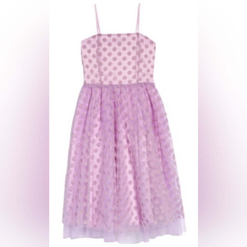 Nordstrom Purple Mist' Polka Dot Tulle Dress, Size Girls L 10 - 12  NWT